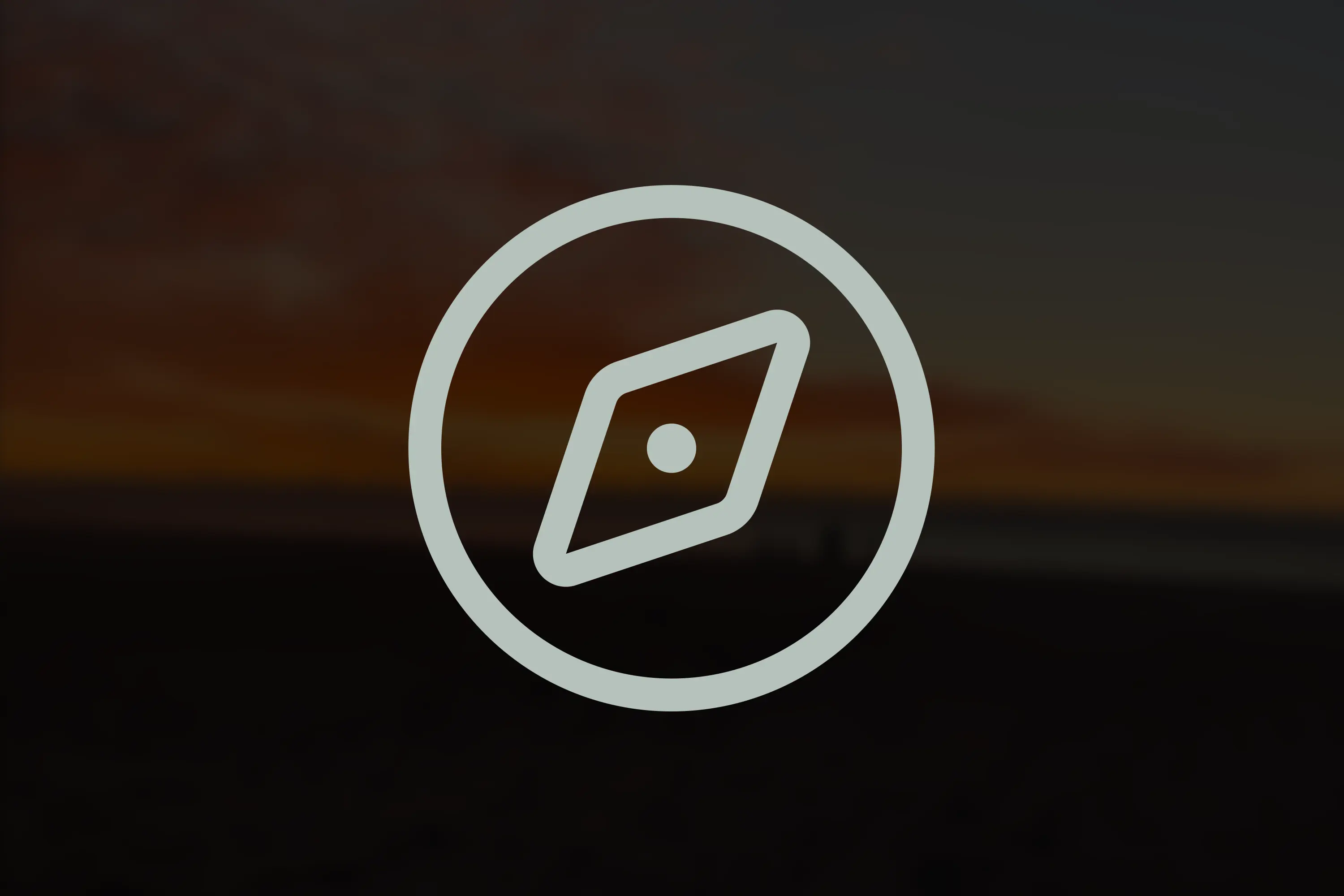 Compass icon over beach background